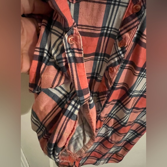 Ultra Flirt Button Down Plaid Dress with Button Rolled Cuff Sleeves Size Medium - Picture 7 of 7